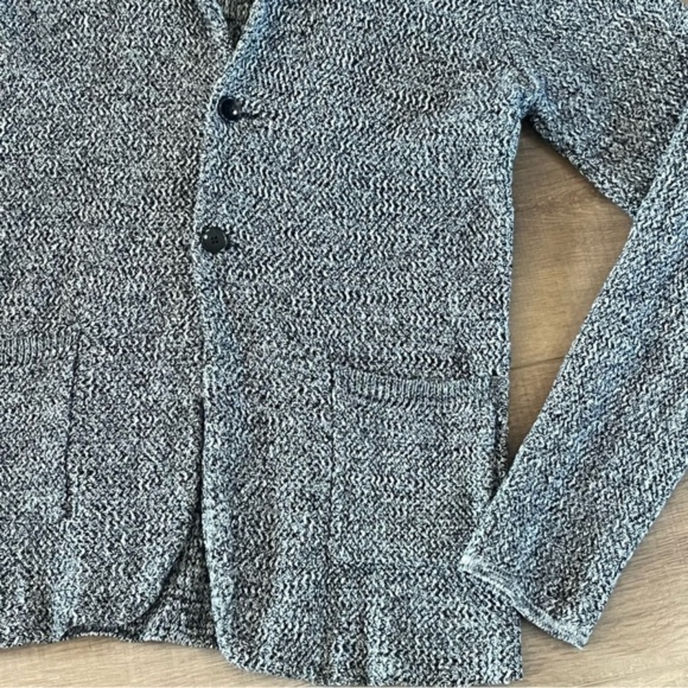 Slick Maintenant Et Classique M Black White Marled Cardigan Button Front Pocket - Picture 5 of 8